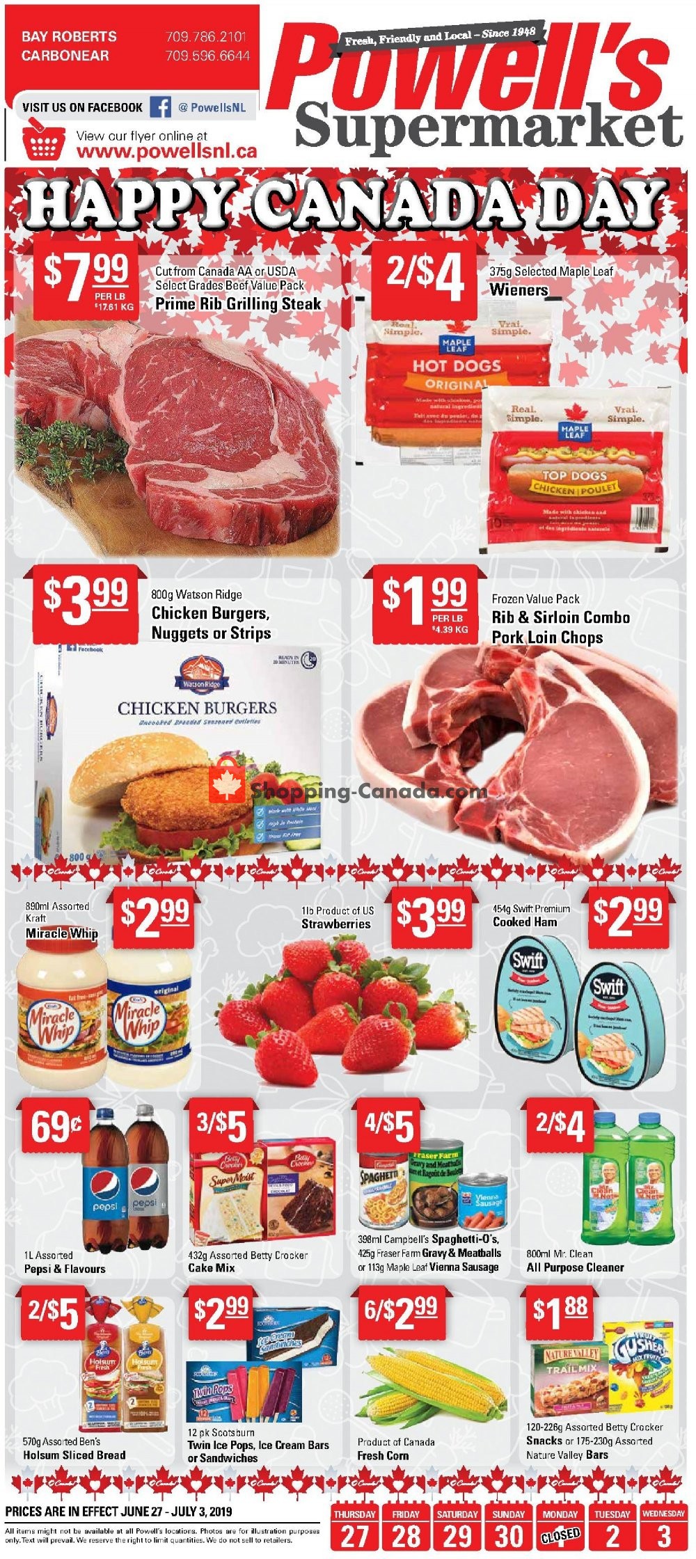 Powell's Supermarket flyer from Thursday June 27, 2019 to Wednesday July 3, 2019 - page 1