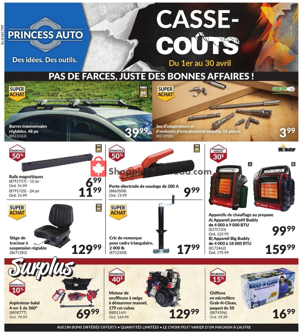 Princess Auto flyer from Wednesday April 1, 2020 to Thursday April 30, 2020 - page 1