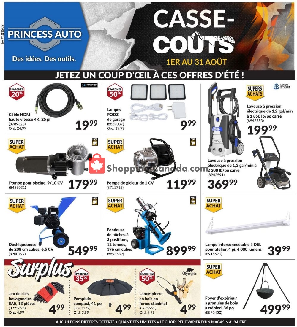Princess Auto flyer from Saturday August 1, 2020 to Monday August 31, 2020 - page 1