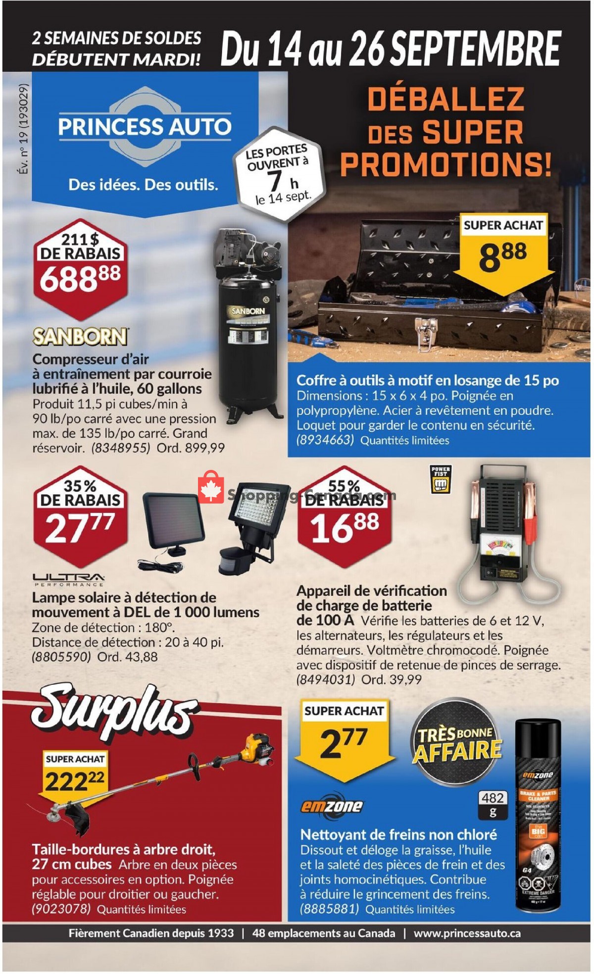 Princess Auto flyer from Tuesday September 14, 2021 to Sunday September 26, 2021 - page 1