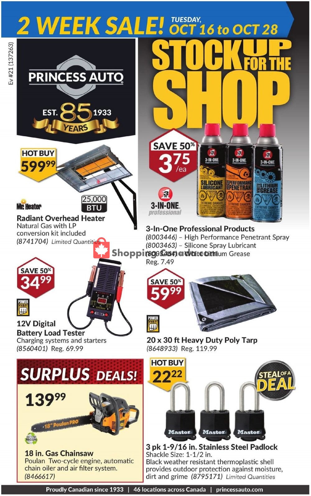 Flyer and weekly ads Princess Auto Canada from Tuesday, October 16