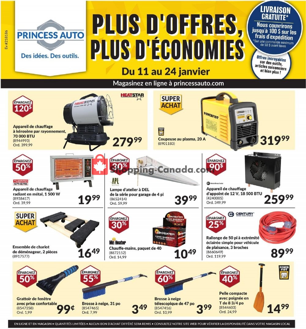 Princess Auto flyer from Monday January 11, 2021 to Sunday January 24, 2021 - page 1