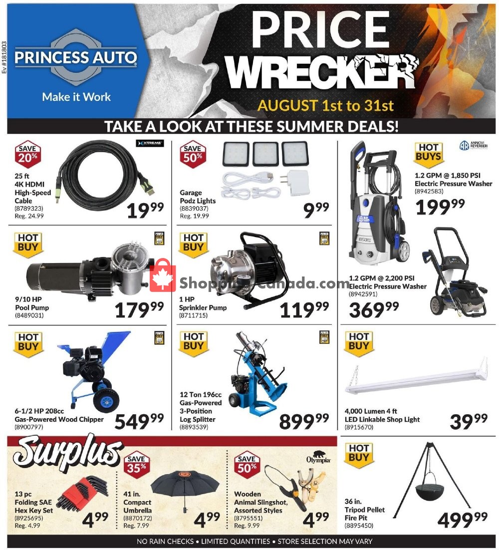 Princess Auto flyer from Saturday August 1, 2020 to Monday August 31, 2020 - page 1