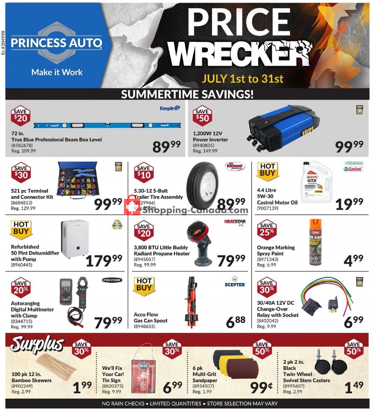Princess Auto Canada, flyer (Price Wrecker ON) July 1 July 31