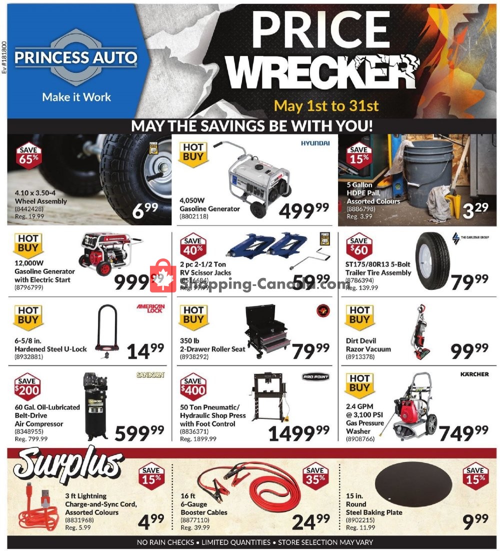 Princess Auto Canada, flyer (Price Wrecker ON) May 1 May 31