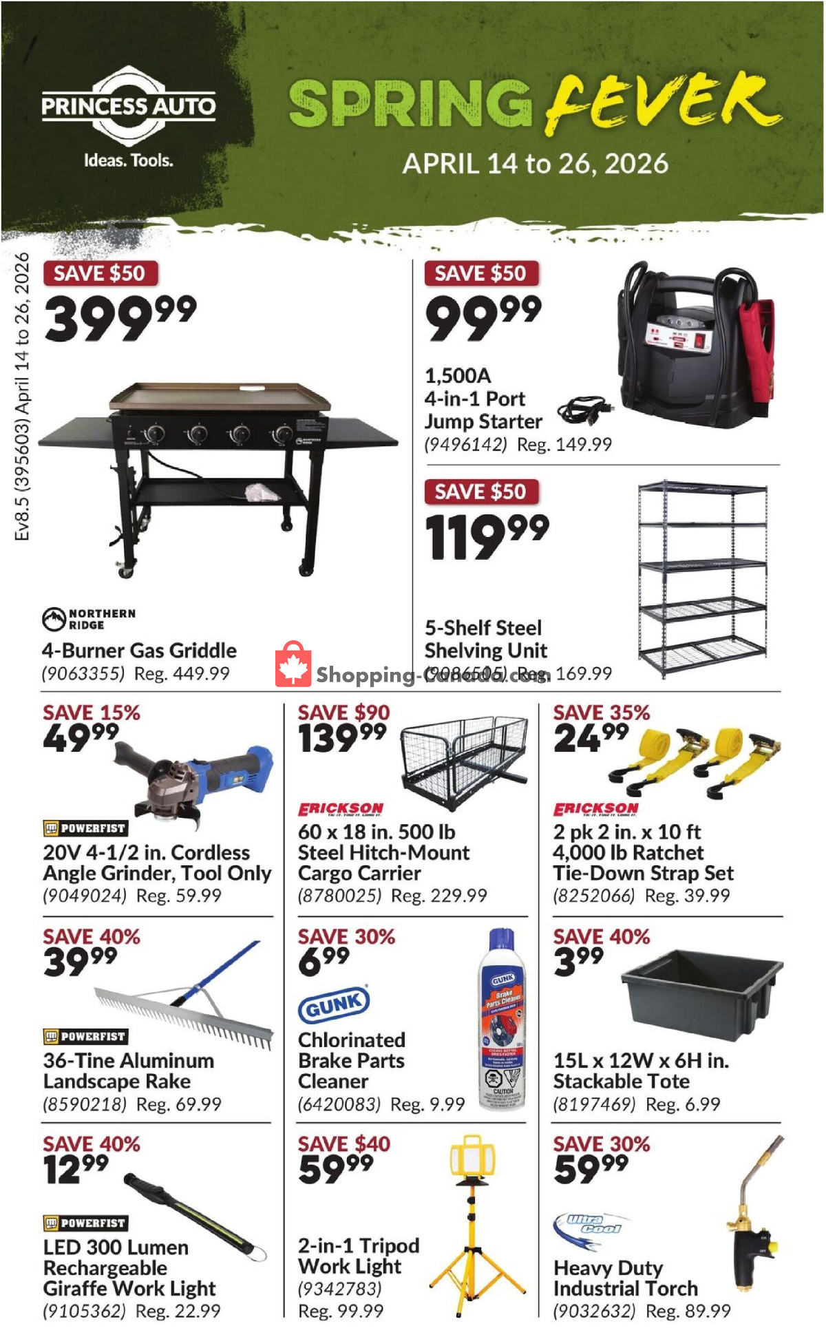 Princess Auto flyer from Tuesday April 14, 2026 to Sunday April 26, 2026 - page 1