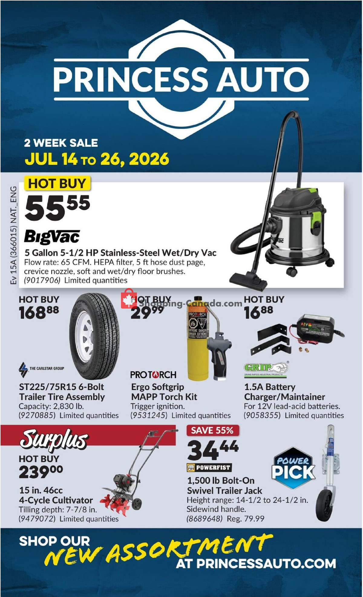Princess Auto flyer from Tuesday July 14, 2026 to Sunday July 26, 2026 - page 1