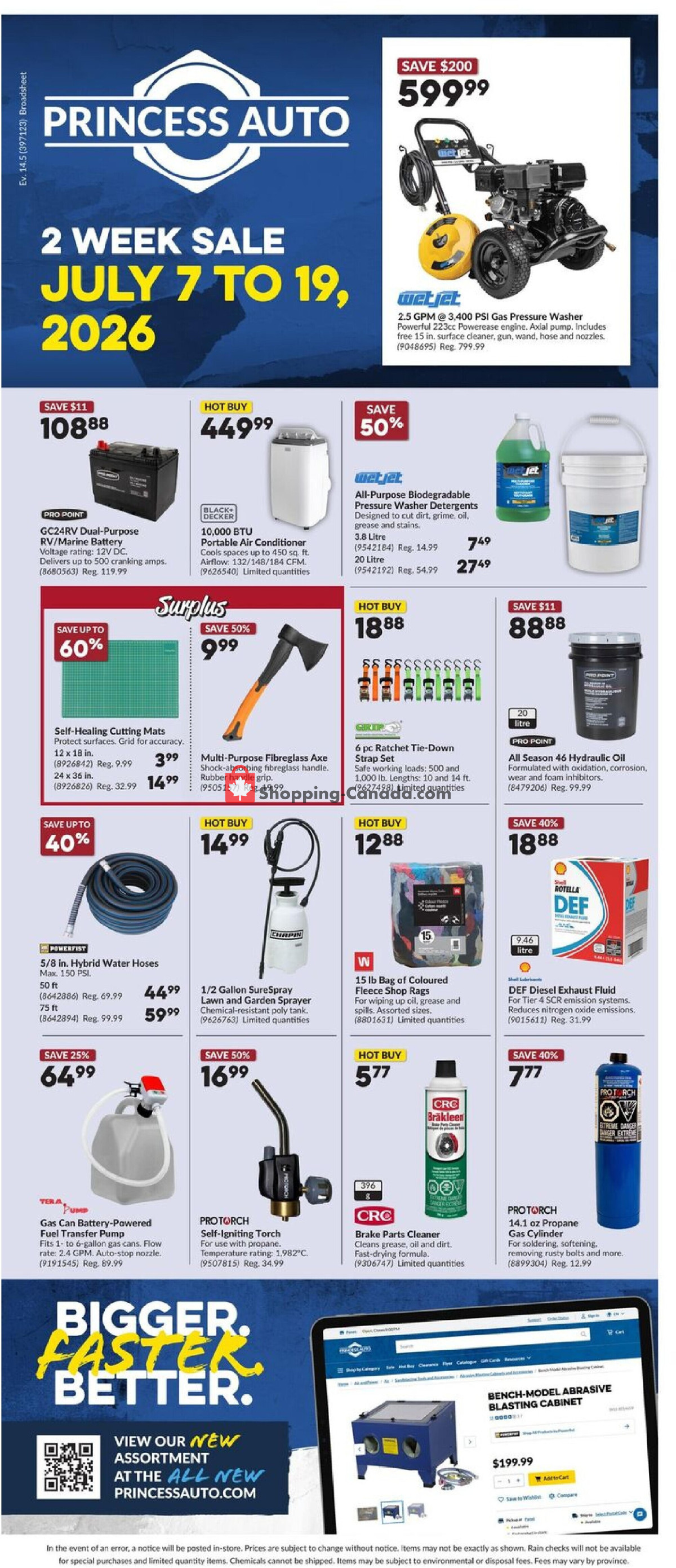 Princess Auto flyer from Tuesday July 7, 2026 to Sunday July 19, 2026 - page 1