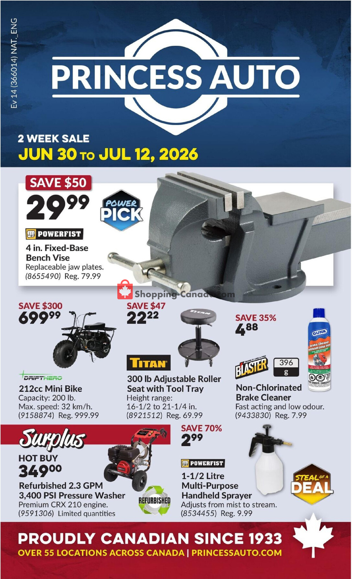 Princess Auto flyer from Tuesday June 30, 2026 to Sunday July 12, 2026 - page 1