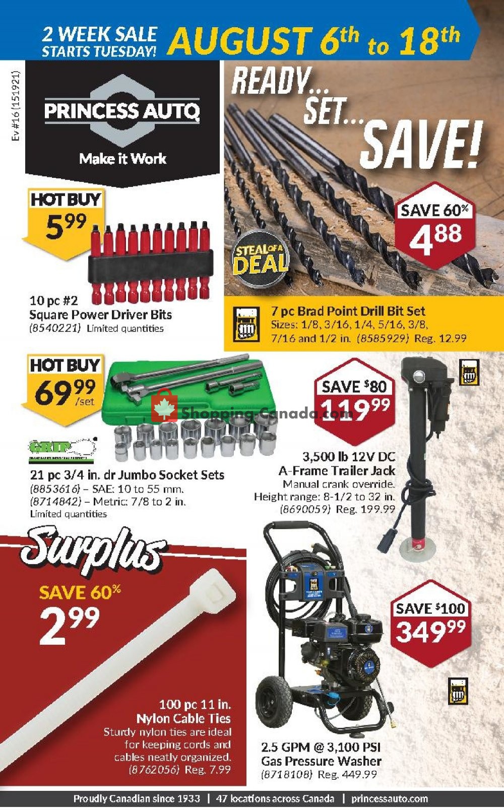 Princess Auto flyer from Tuesday August 6, 2019 to Sunday August 18, 2019 - page 1