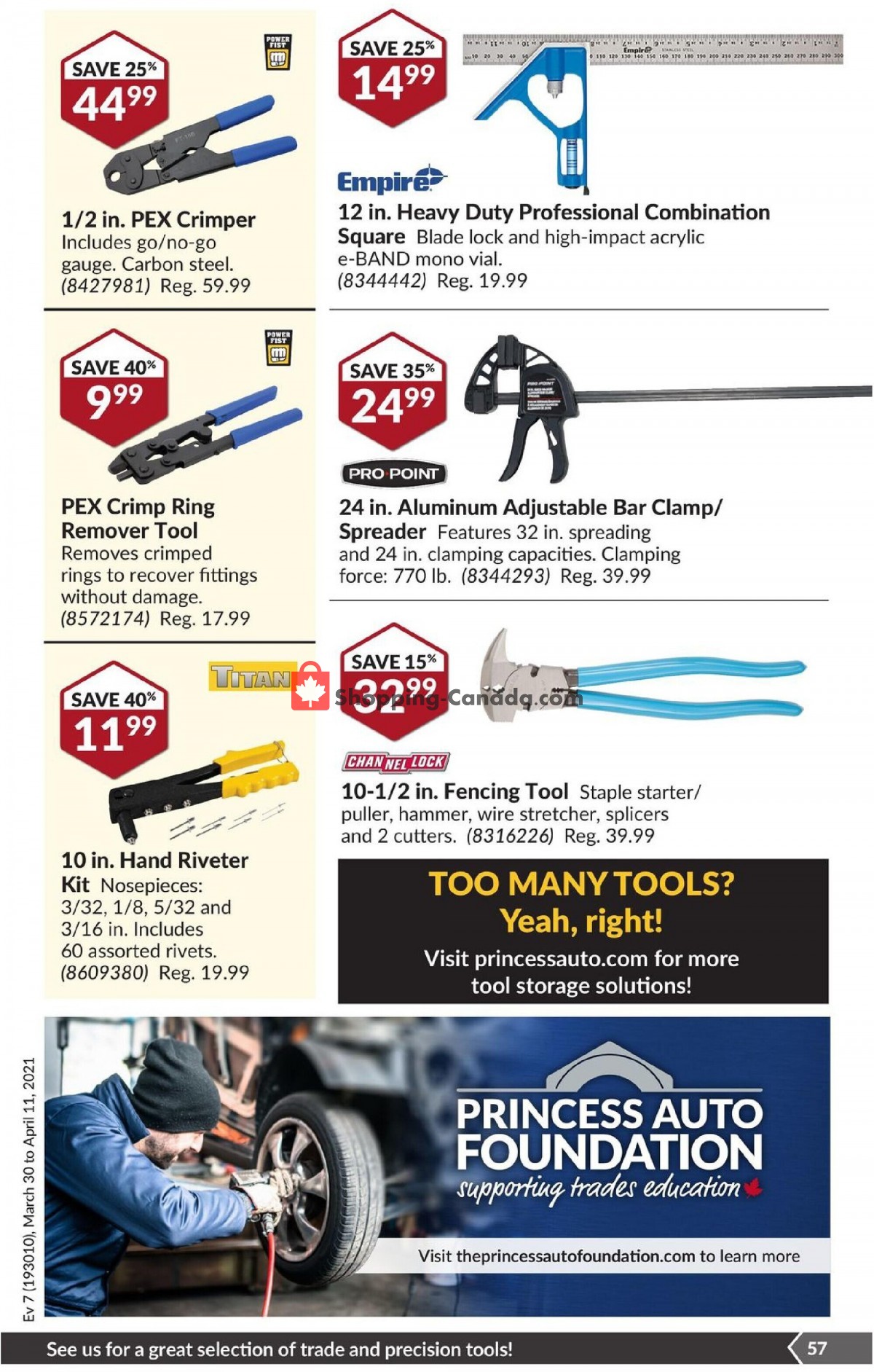 Princess Auto flyer from Tuesday March 30, 2021 to Sunday April 11, 2021 - page 62