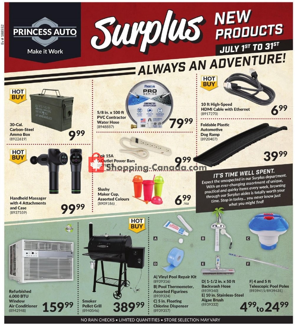 Princess Auto Canada, flyer (Surplus New Products ON) July 1