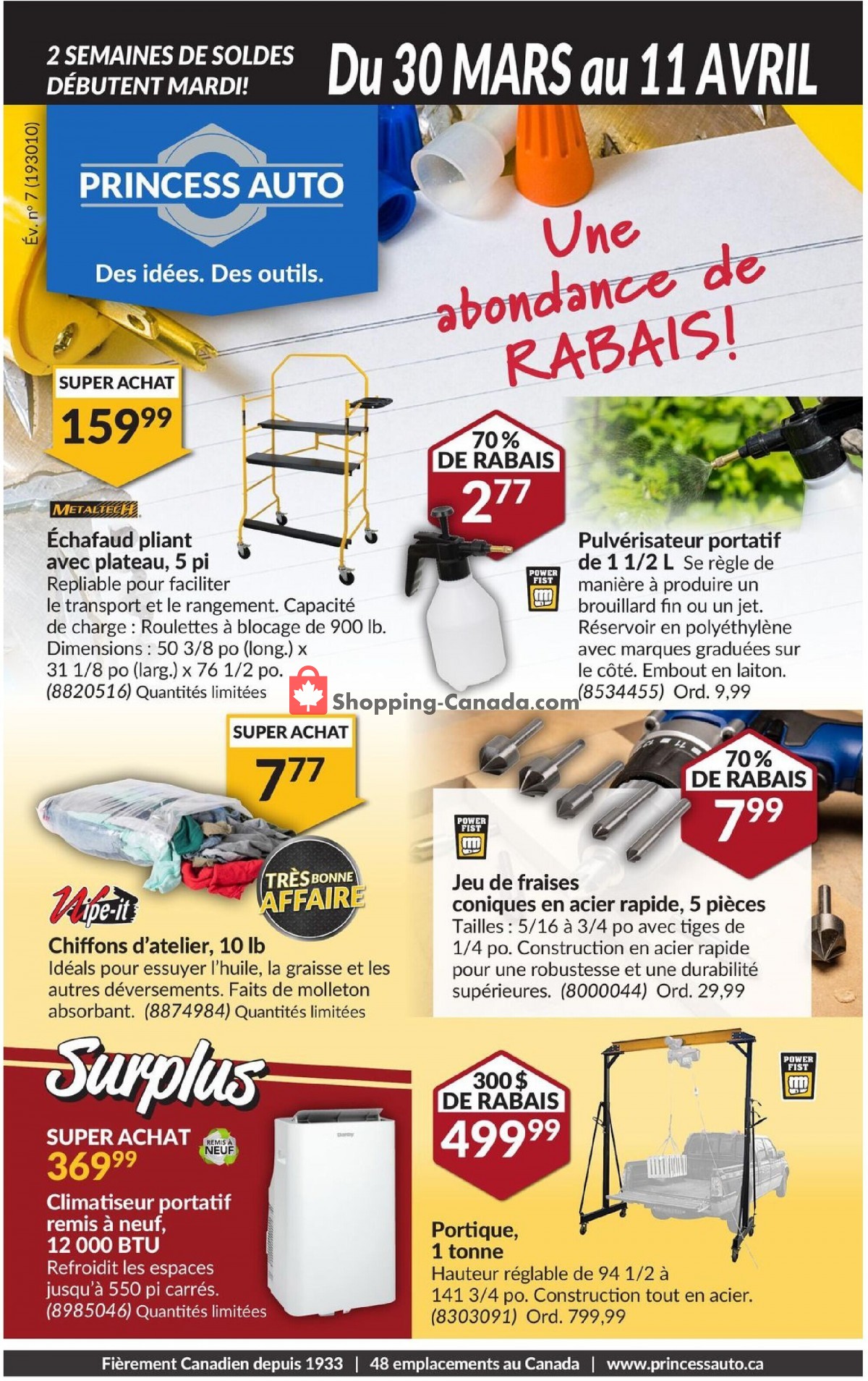 Princess Auto flyer from Tuesday March 30, 2021 to Sunday April 11, 2021 - page 1