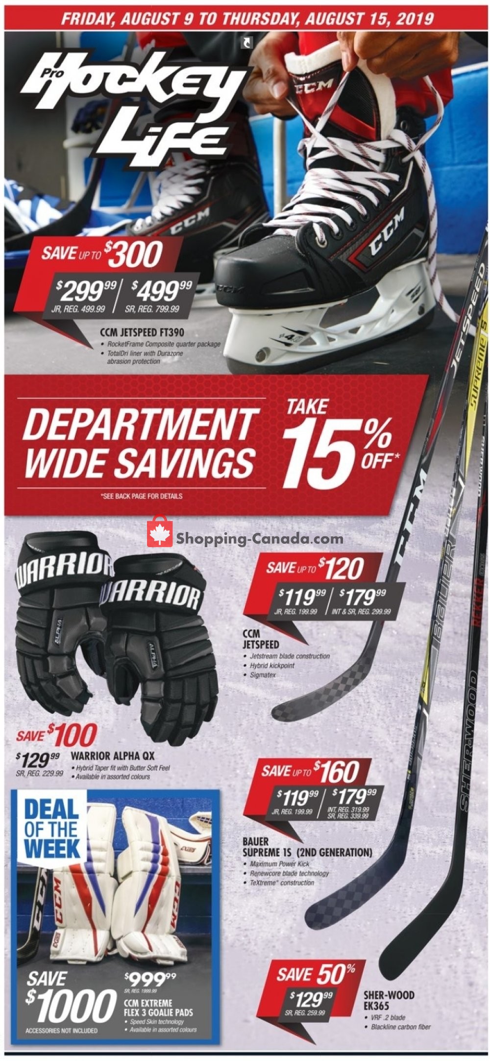 Pro Hockey Life Canada, flyer (Department Wide Savings) August 9
