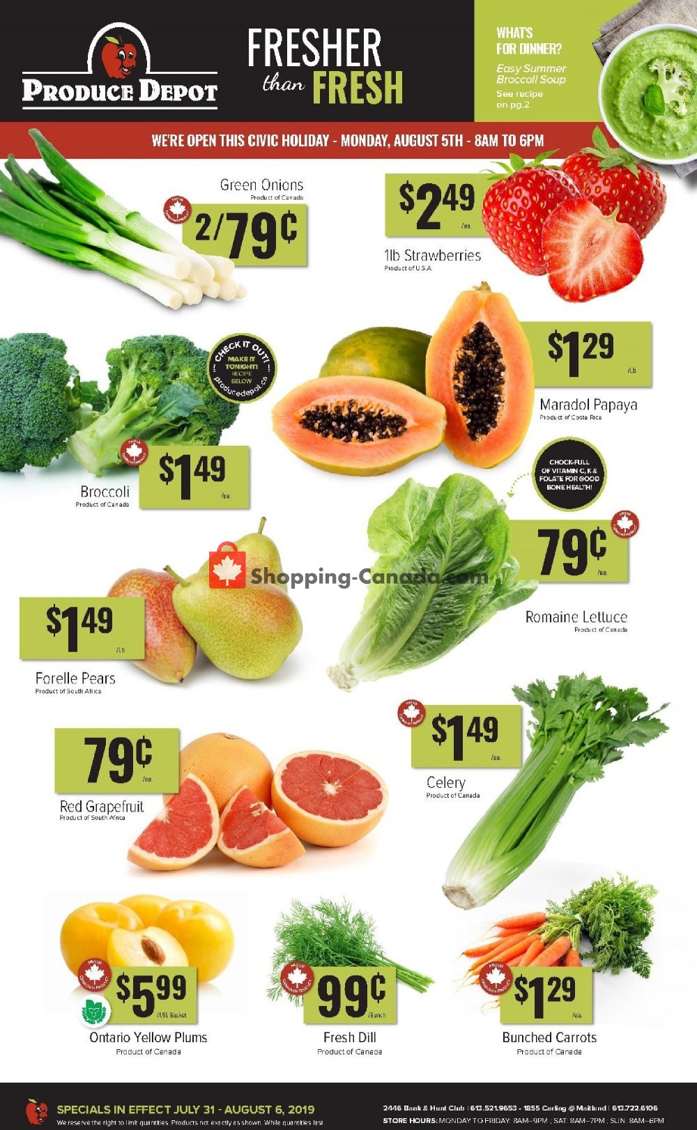 Produce Depot Canada, flyer (Fresher Than Fresh) July 31 August 6, 2019 Shopping Canada