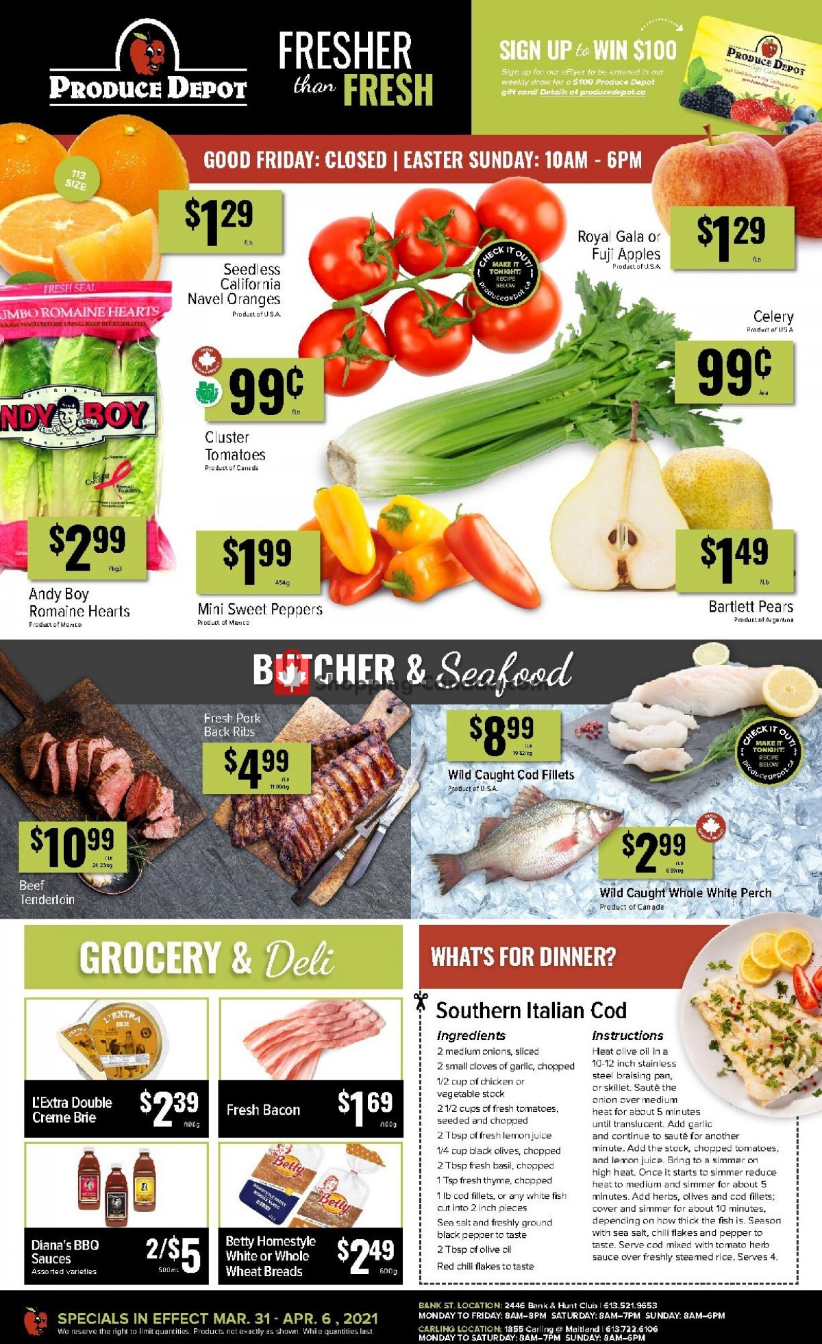 Produce Depot flyer from Wednesday March 31, 2021 to Tuesday April 6, 2021 - page 1