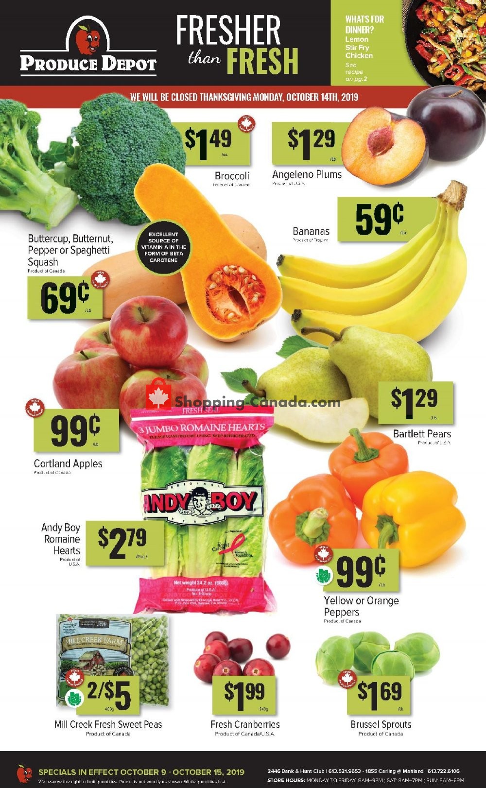 Produce Depot flyer from Wednesday October 9, 2019 to Tuesday October 15, 2019 - page 1