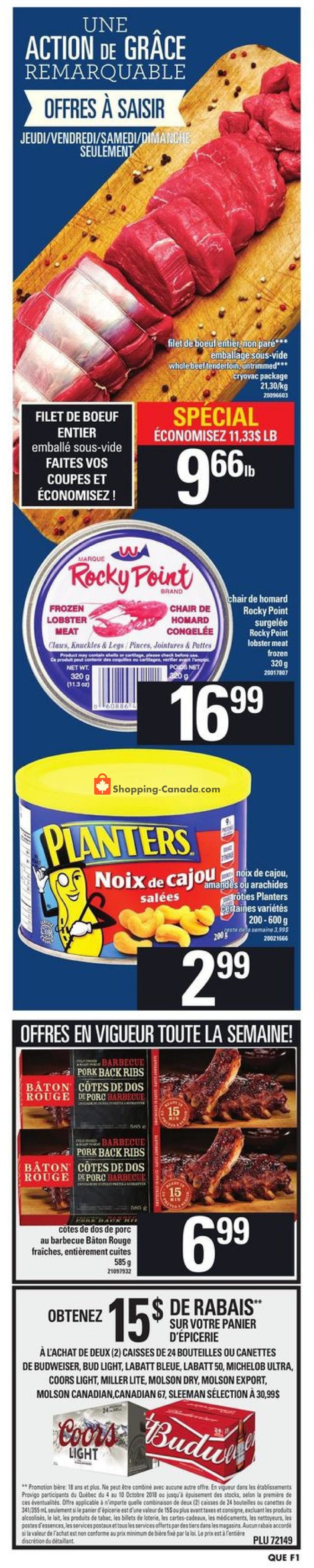 Provigo flyer from Thursday October 4, 2018 to Wednesday October 10, 2018 - page 1