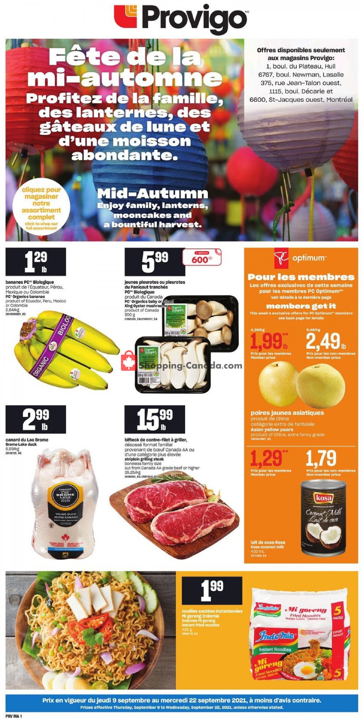Provigo flyer from Thursday September 9, 2021 to Wednesday September 22, 2021 - page 1