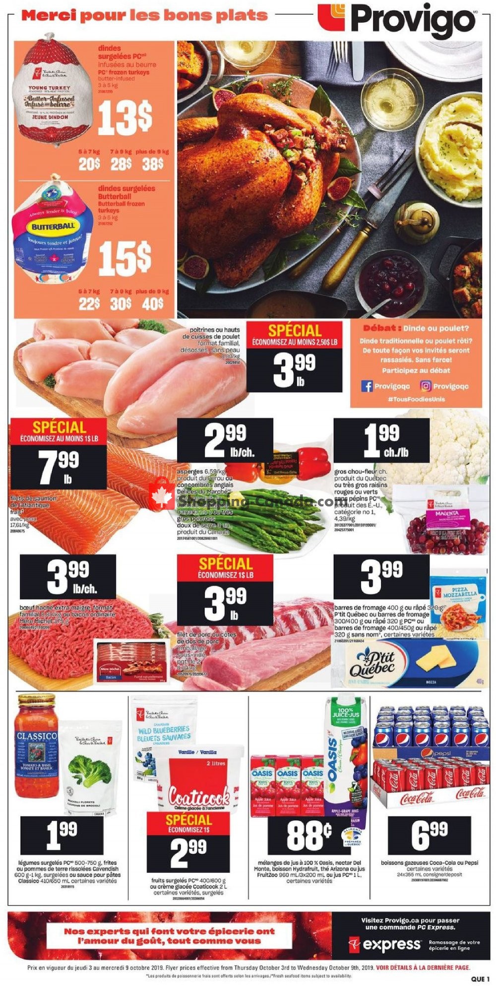 Provigo flyer from Thursday October 3, 2019 to Wednesday October 9, 2019 - page 1