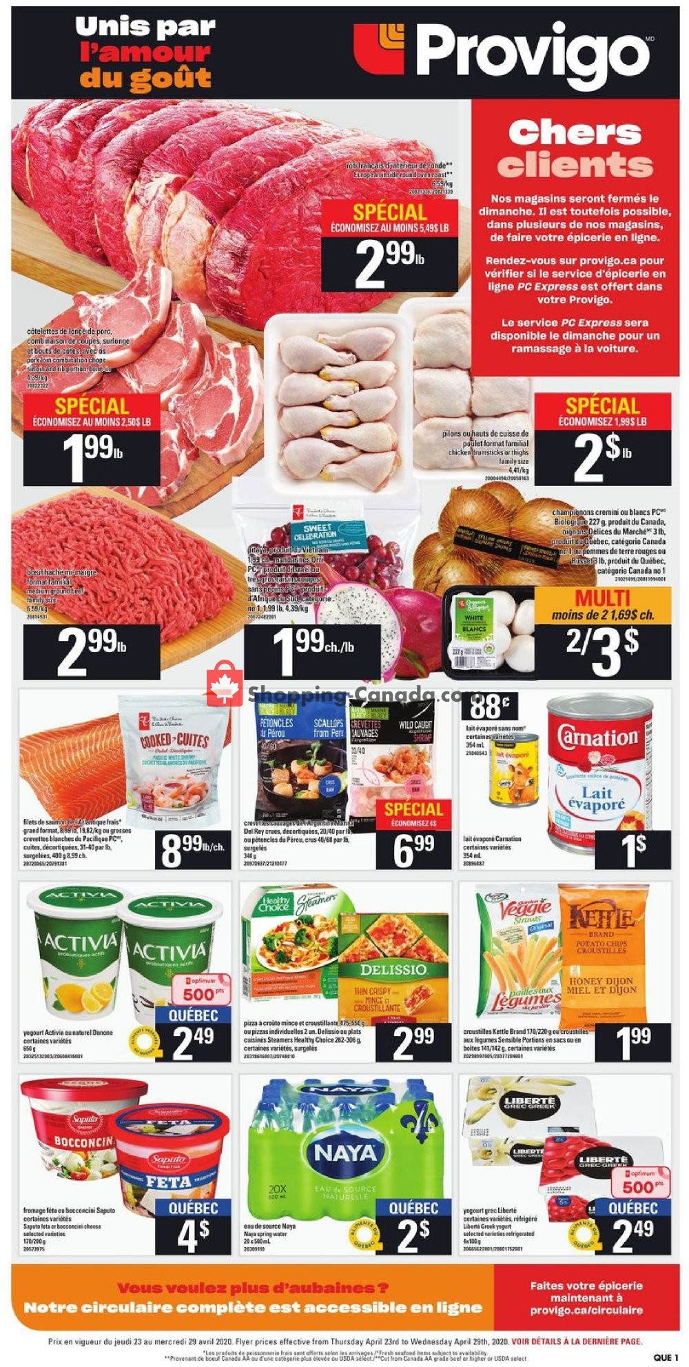 Provigo flyer from Thursday April 23, 2020 to Wednesday April 29, 2020 - page 1