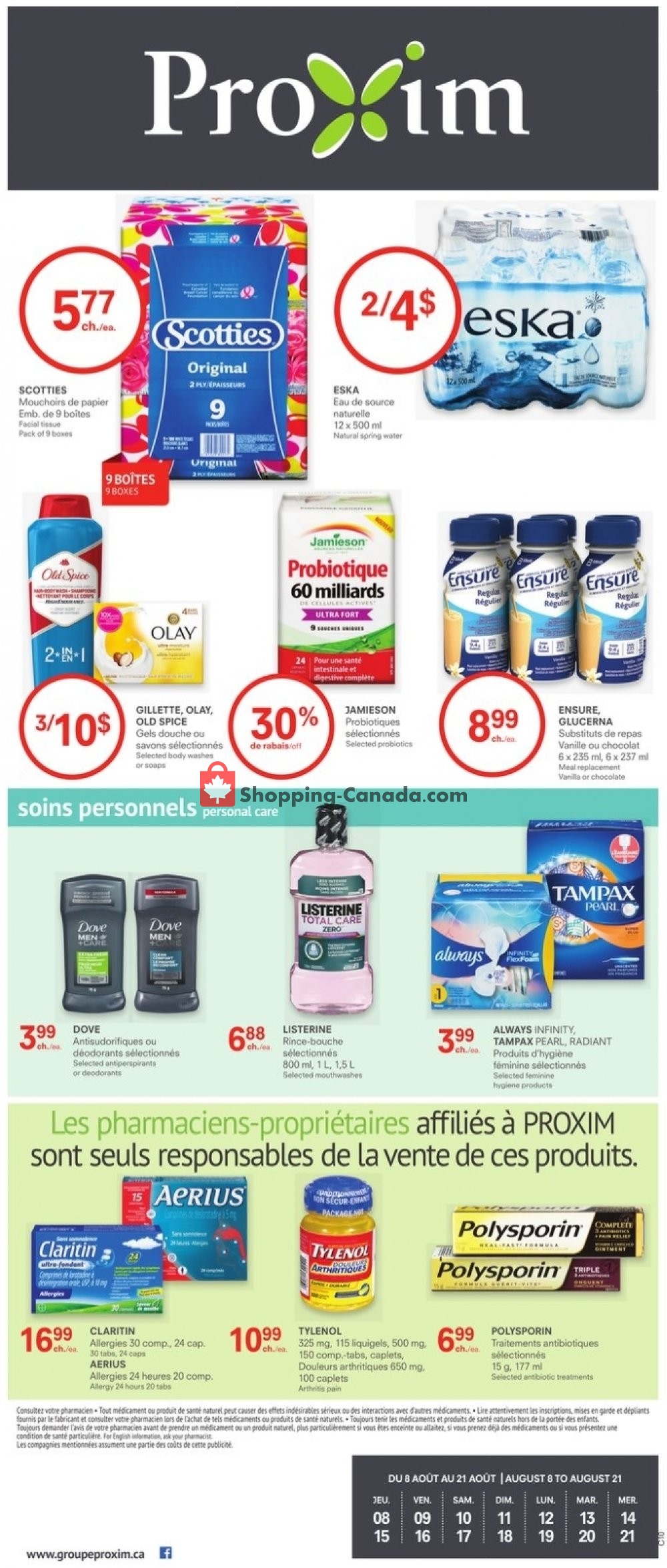 Proxim flyer from Thursday August 8, 2019 to Wednesday August 21, 2019 - page 1