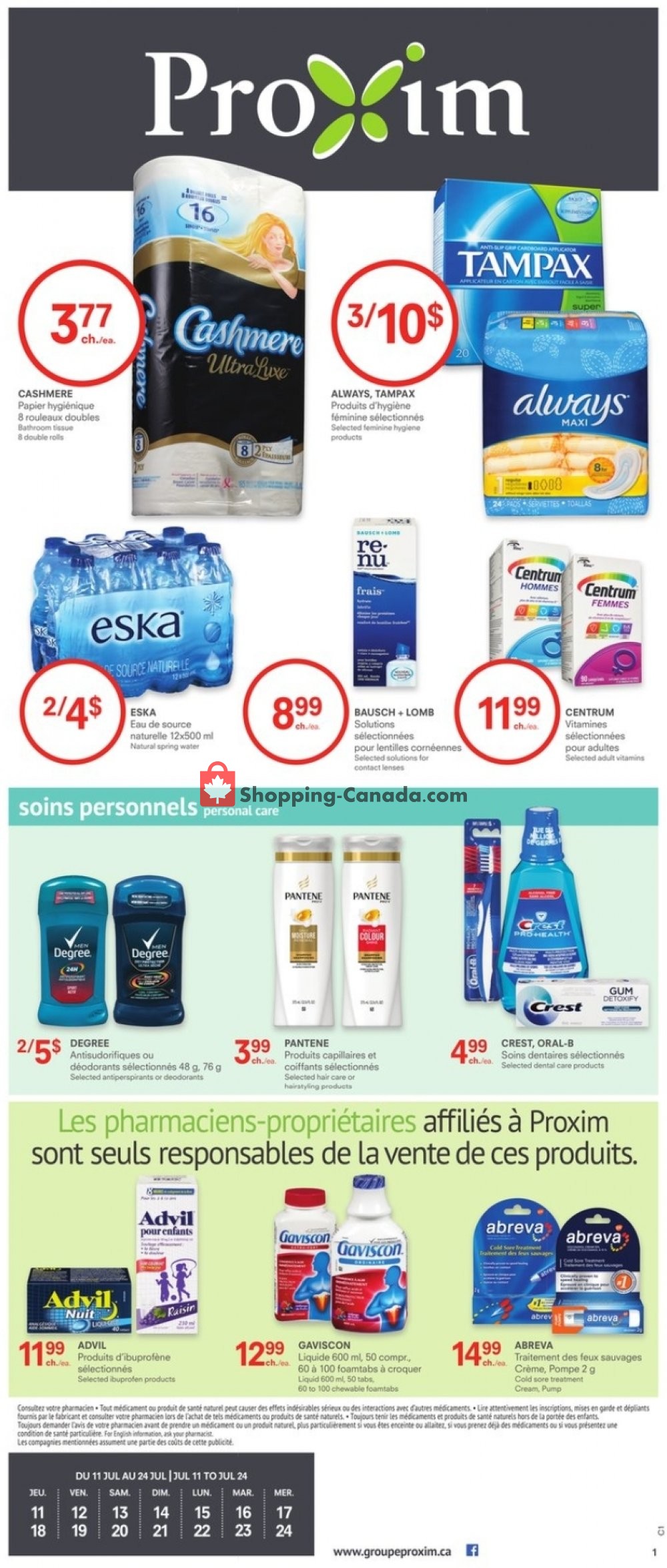 Proxim flyer from Thursday July 11, 2019 to Wednesday July 24, 2019 - page 1