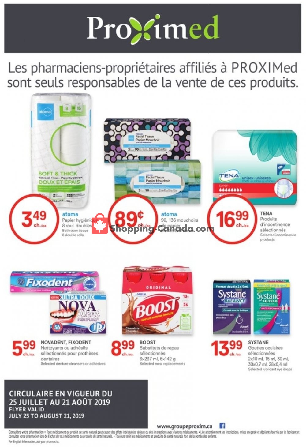 Proxim flyer from Thursday July 25, 2019 to Wednesday August 21, 2019 - page 1