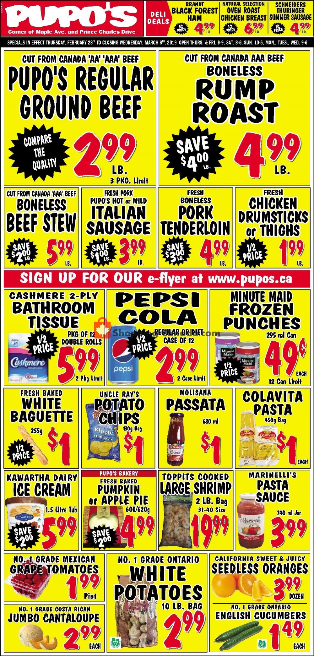 Pupo's Food Market flyer from Thursday February 28, 2019 to Wednesday March 6, 2019 - page 1