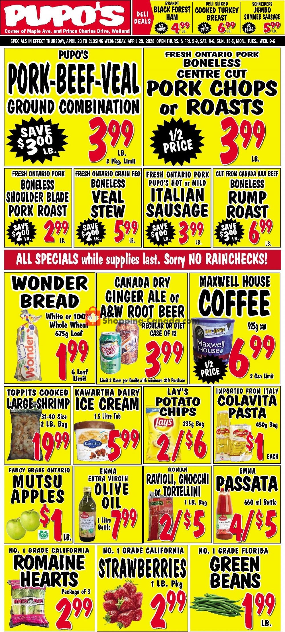 Pupo's Food Market flyer from Thursday April 23, 2020 to Wednesday April 29, 2020 - page 1