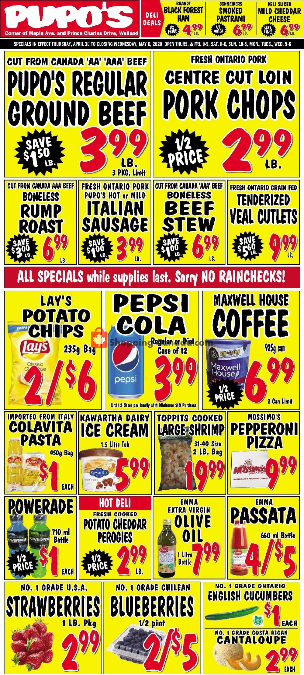 Pupo's Food Market flyer from Thursday April 30, 2020 to Wednesday May 6, 2020 - page 1