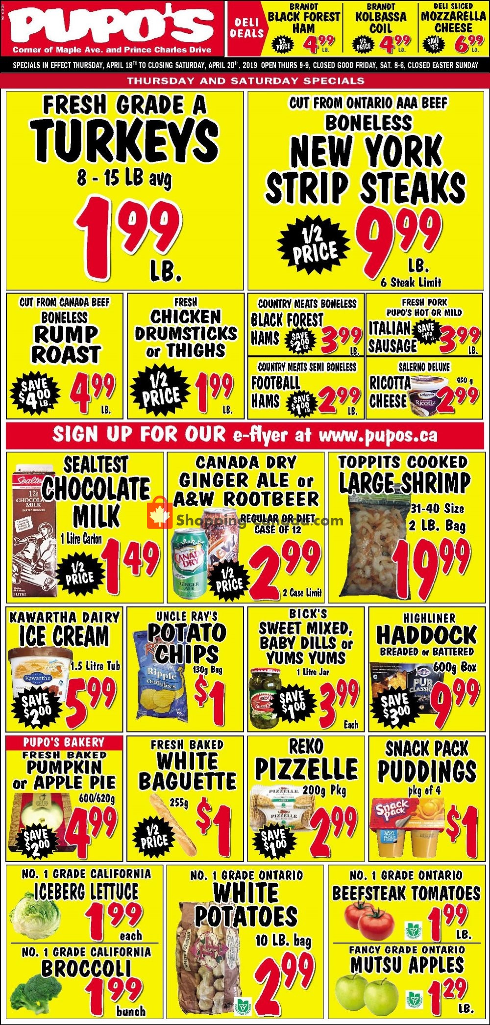 Pupo's Food Market flyer from Thursday April 18, 2019 to Saturday April 20, 2019 - page 1
