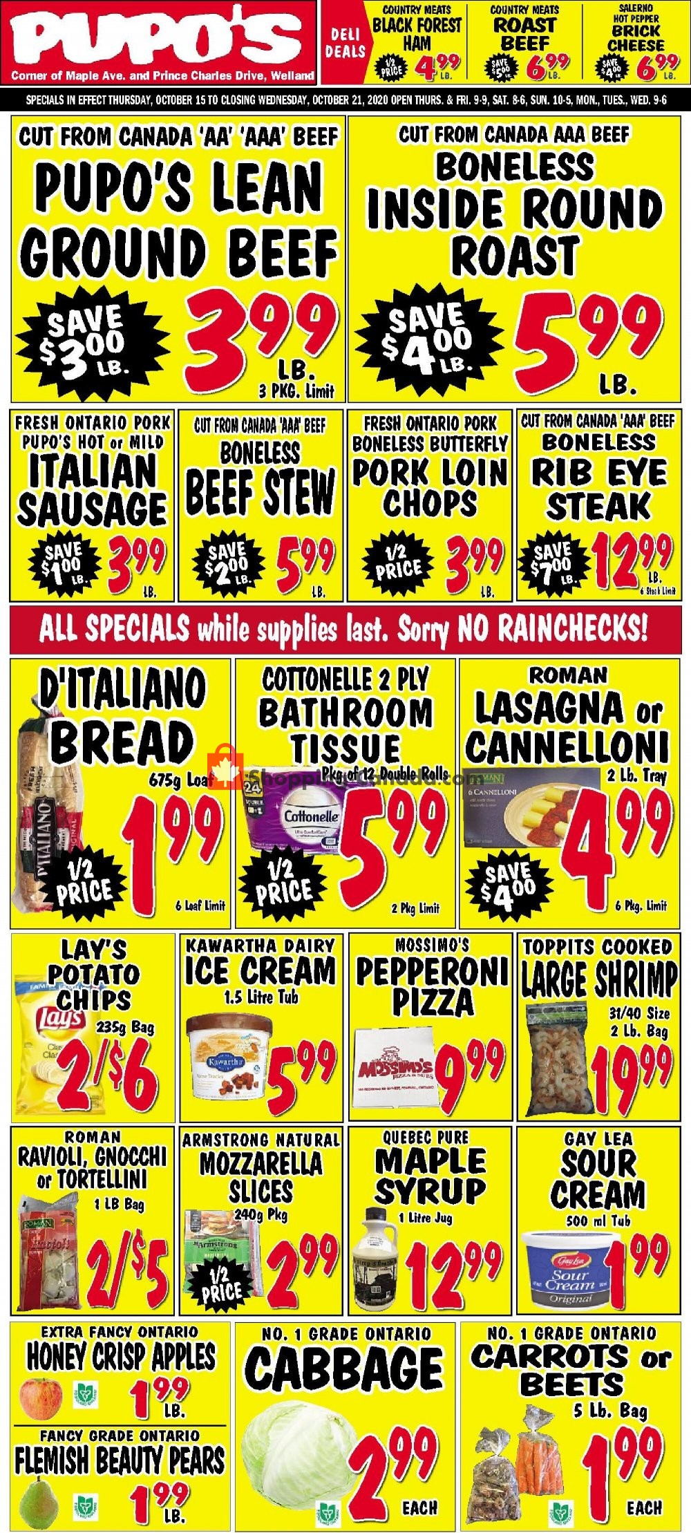 Pupo's Food Market flyer from Thursday October 15, 2020 to Wednesday October 21, 2020 - page 1