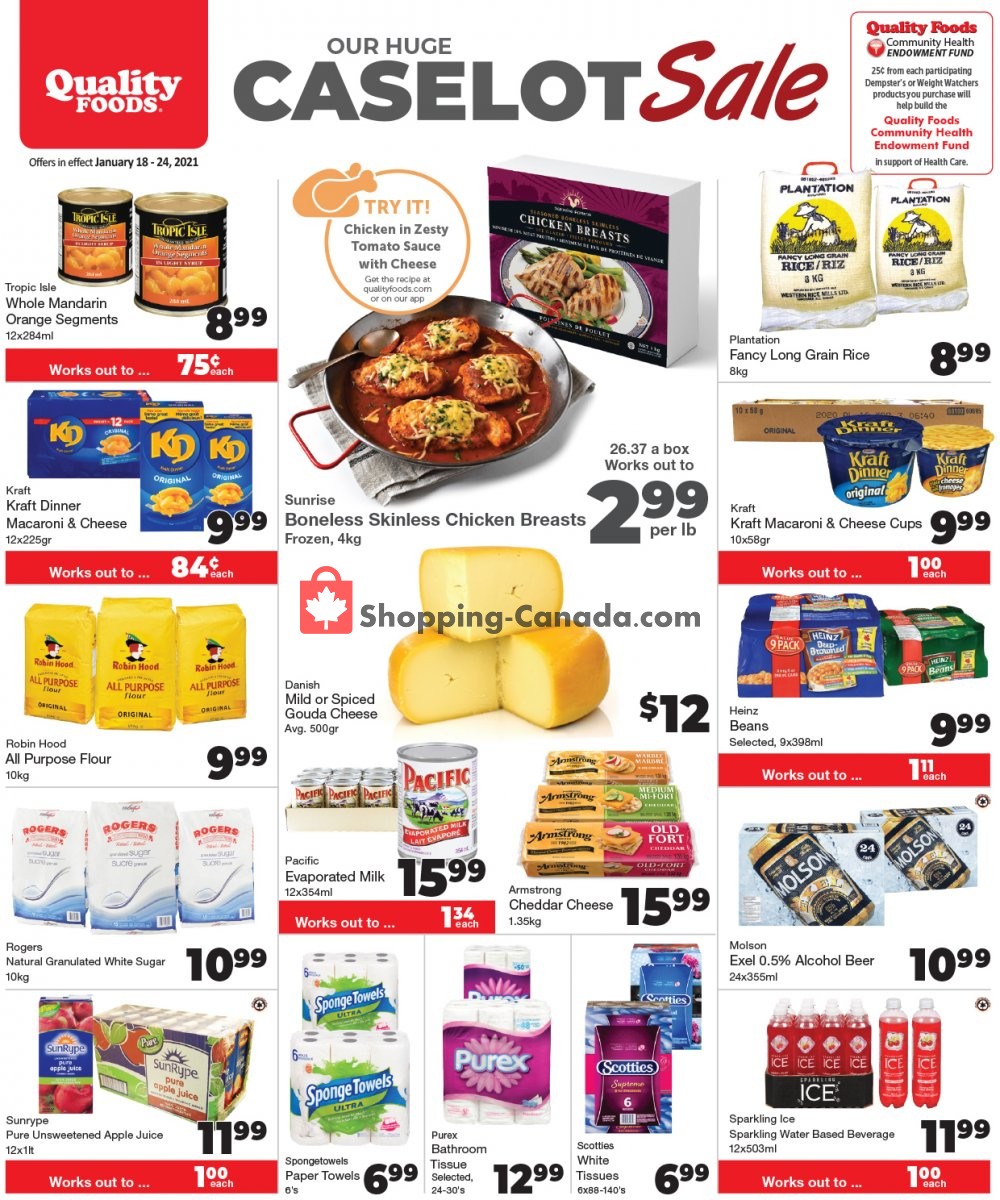 Quality Foods flyer from Monday January 18, 2021 to Sunday January 24, 2021 - page 1