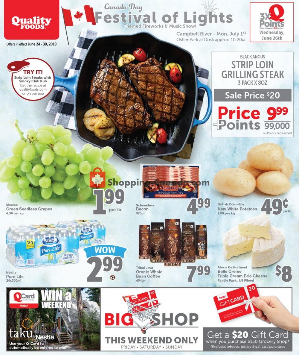 Quality Foods flyer from Monday June 24, 2019 to Sunday June 30, 2019 - page 1