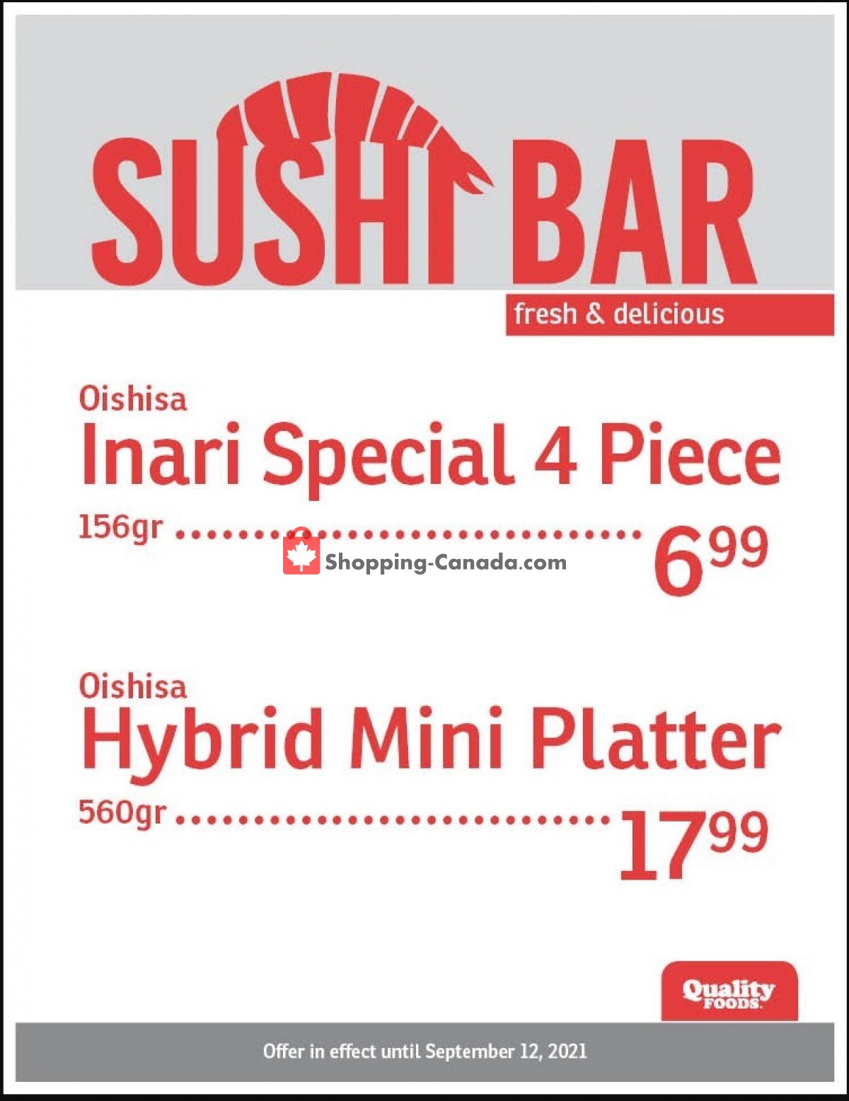 Quality Foods flyer from Monday September 6, 2021 to Sunday September 12, 2021 - page 1