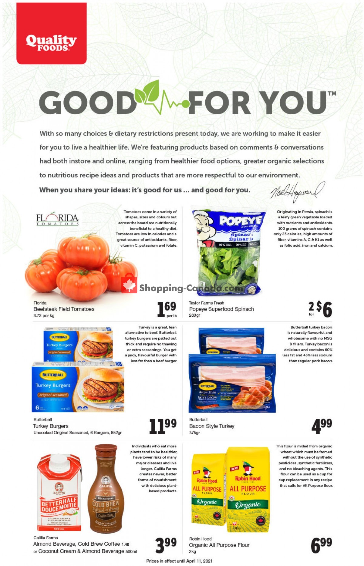 Quality Foods flyer from Monday April 5, 2021 to Sunday April 11, 2021 - page 1
