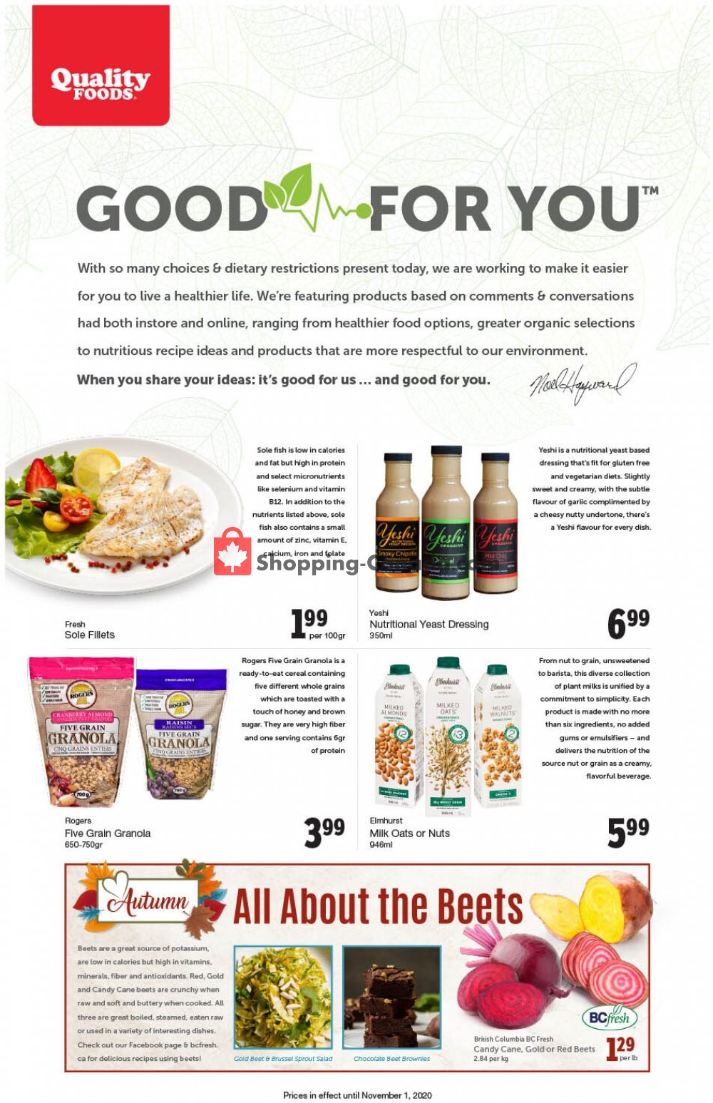 Quality Foods Canada, flyer (Good For You) October 26 November 1