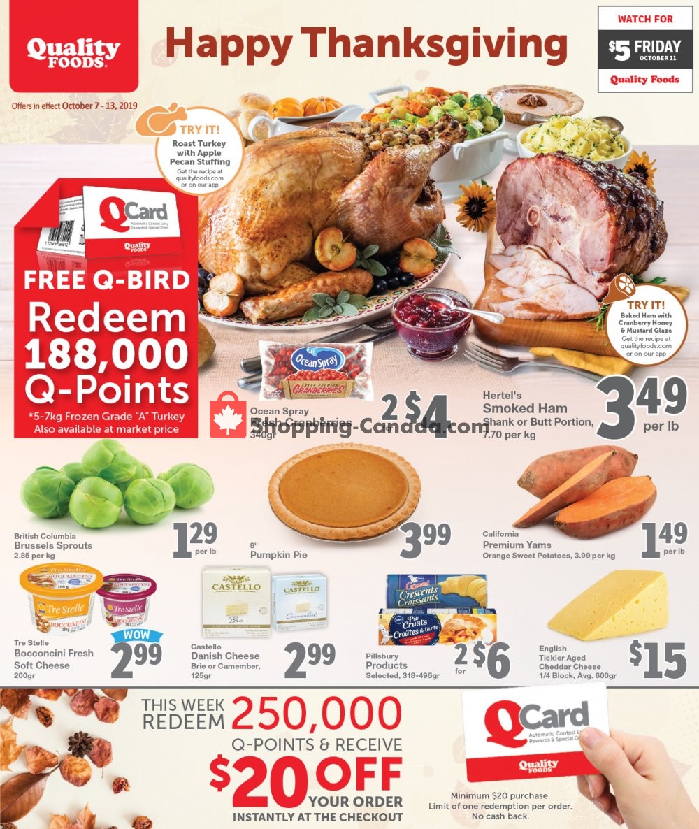 Quality Foods flyer from Monday October 7, 2019 to Sunday October 13, 2019 - page 1