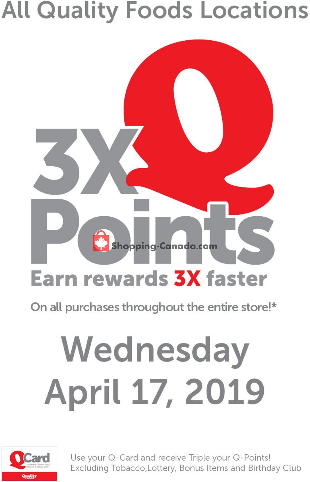 Quality Foods flyer from Sunday April 14, 2019 to Wednesday April 17, 2019 - page 1