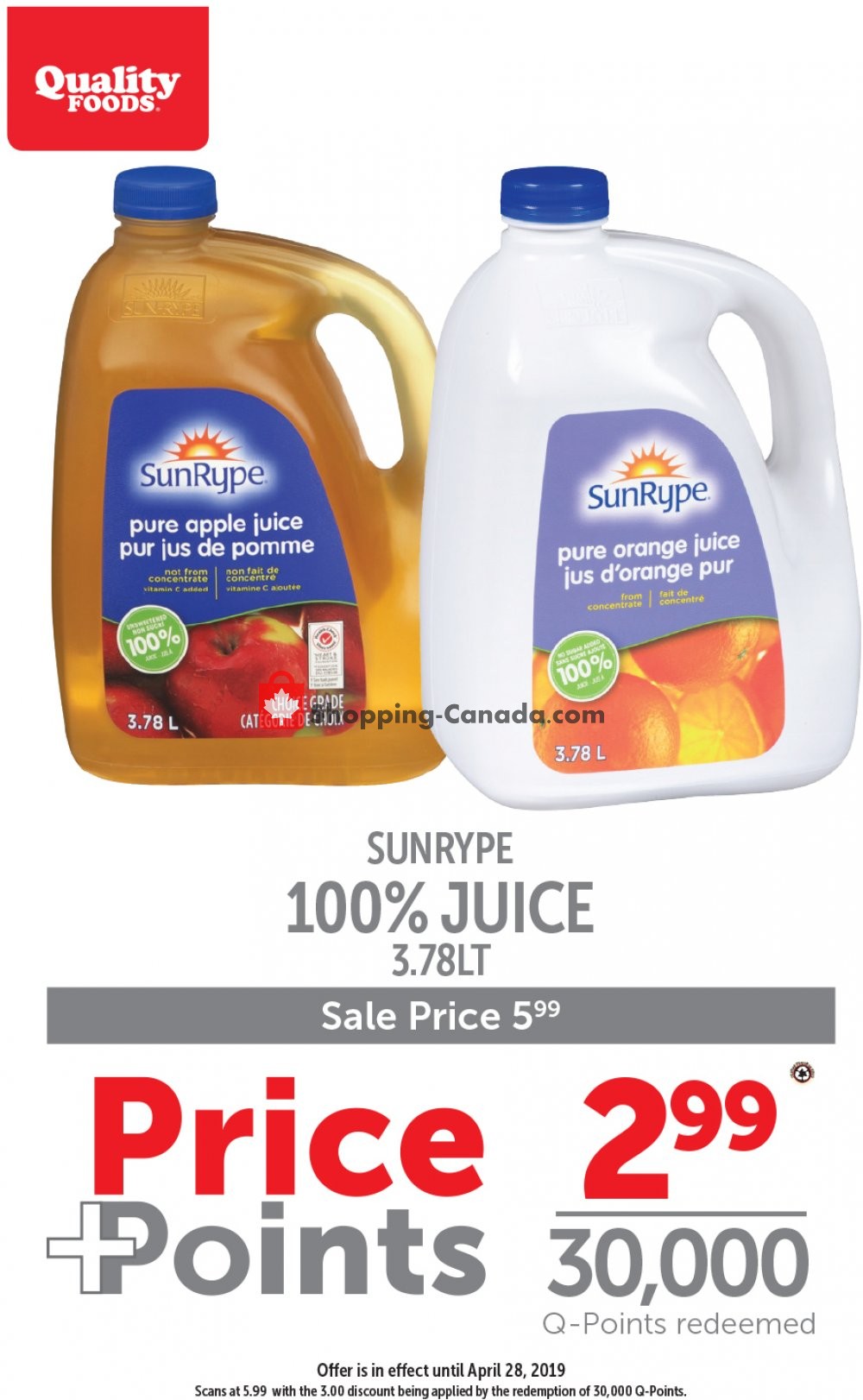 Quality Foods flyer from Monday April 22, 2019 to Sunday April 28, 2019 - page 1