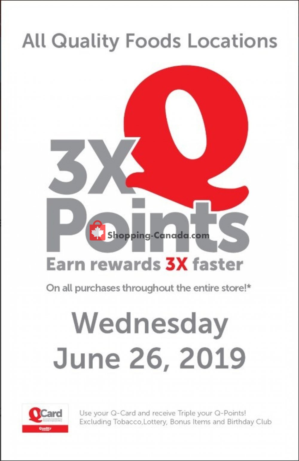 Quality Foods flyer from Wednesday June 26, 2019 to Wednesday June 26, 2019 - page 1