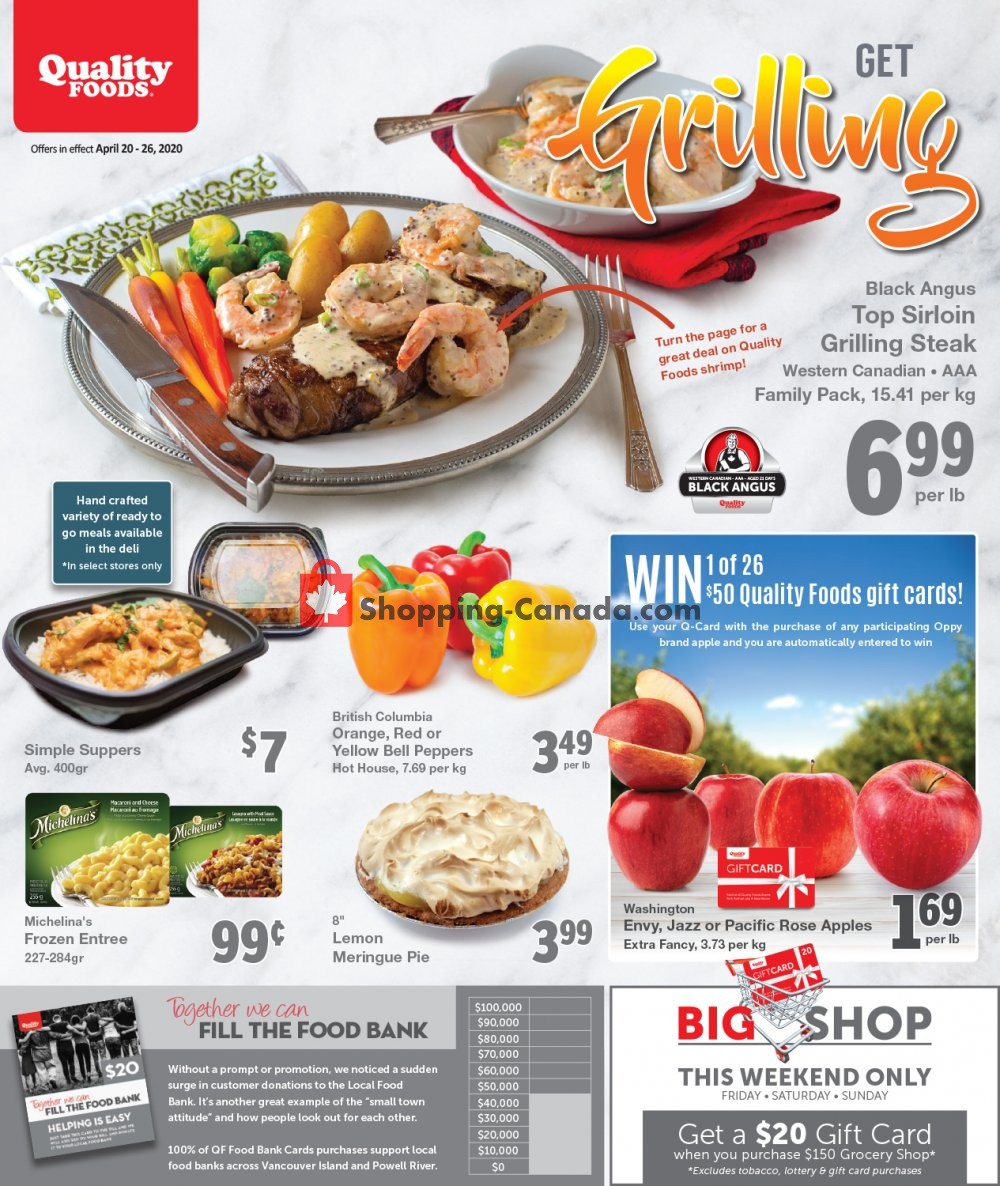 Quality Foods flyer from Monday April 20, 2020 to Sunday April 26, 2020 - page 1