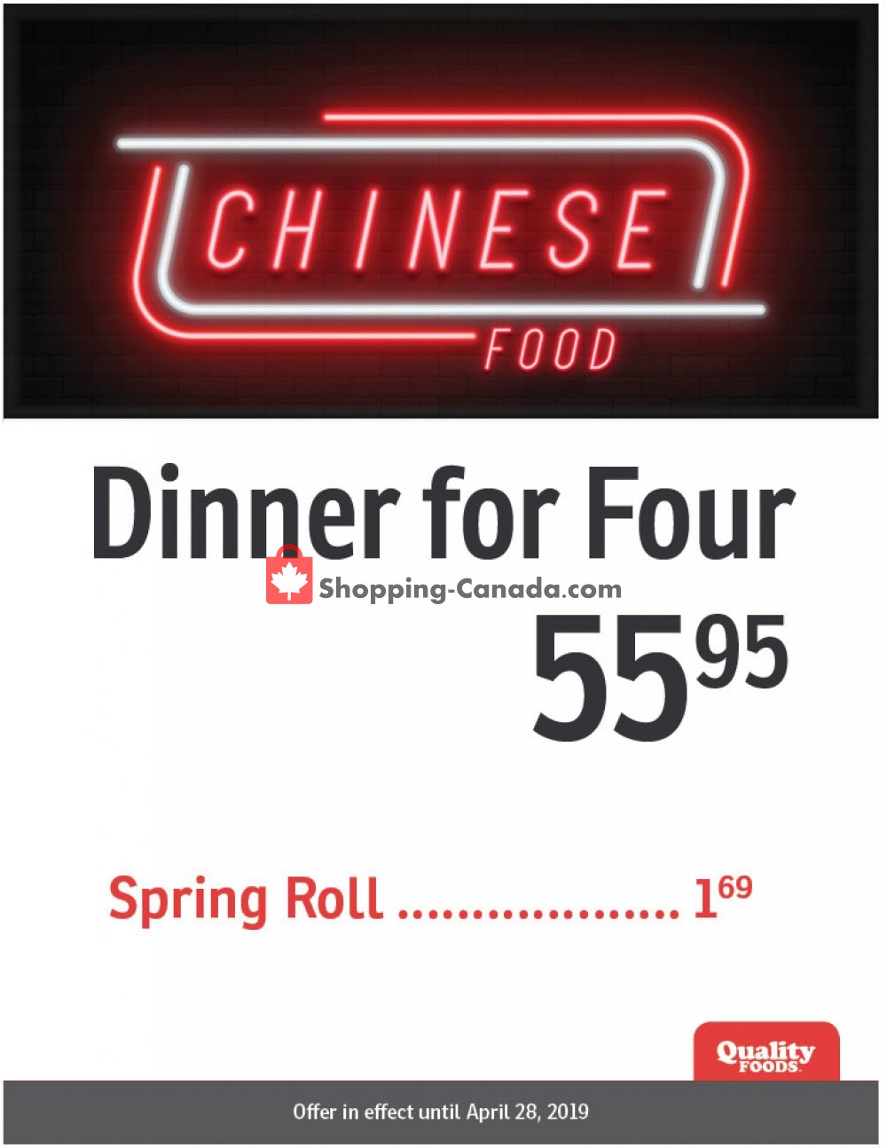 Quality Foods flyer from Monday April 22, 2019 to Sunday April 28, 2019 - page 1