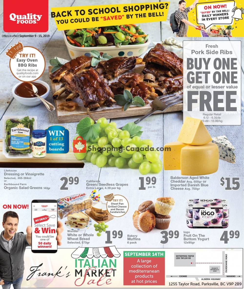 Quality Foods flyer from Monday September 9, 2019 to Sunday September 15, 2019 - page 1