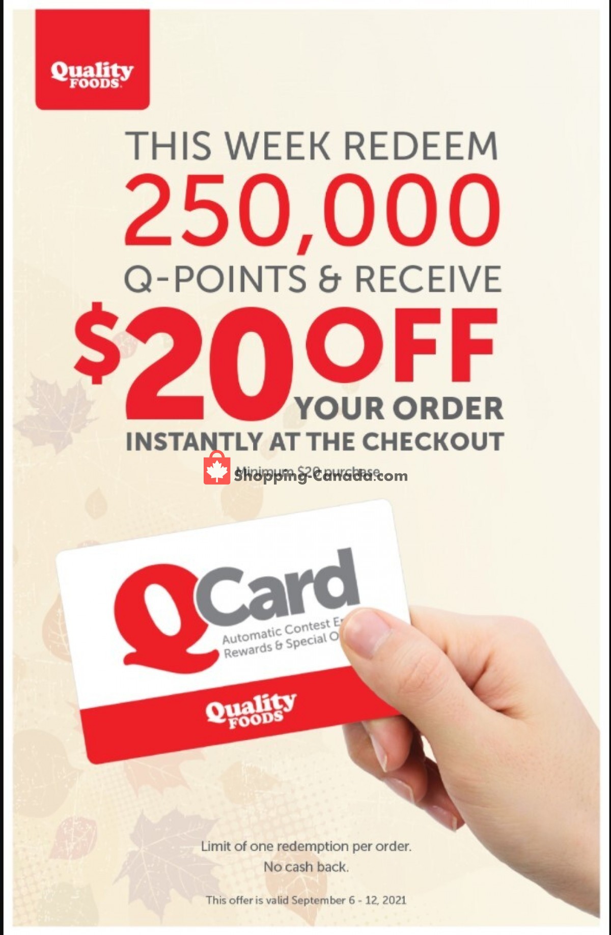 Quality Foods flyer from Monday September 6, 2021 to Sunday September 12, 2021 - page 1