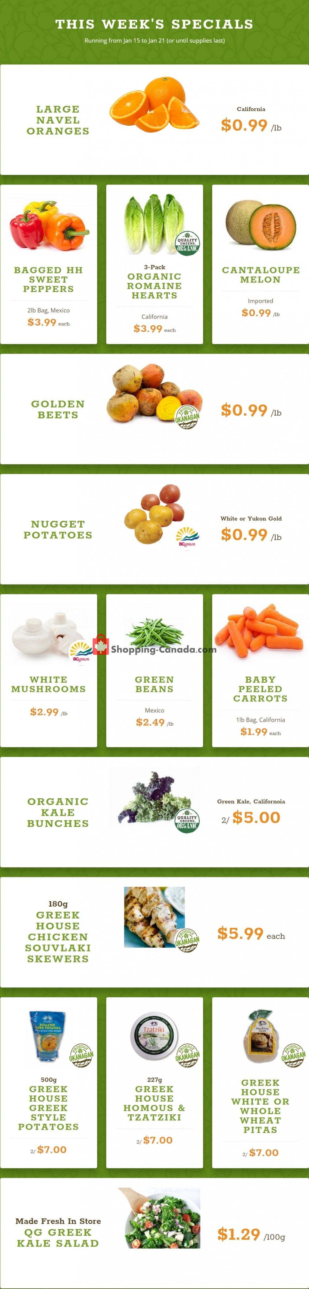 Quality Greens flyer from Wednesday January 15, 2020 to Tuesday January 21, 2020 - page 1