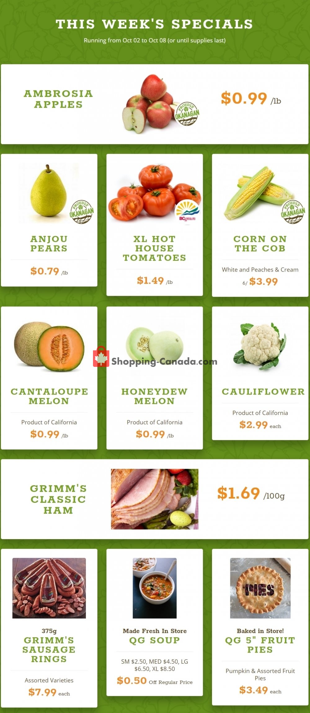 Quality Greens flyer from Wednesday October 2, 2019 to Tuesday October 8, 2019 - page 1
