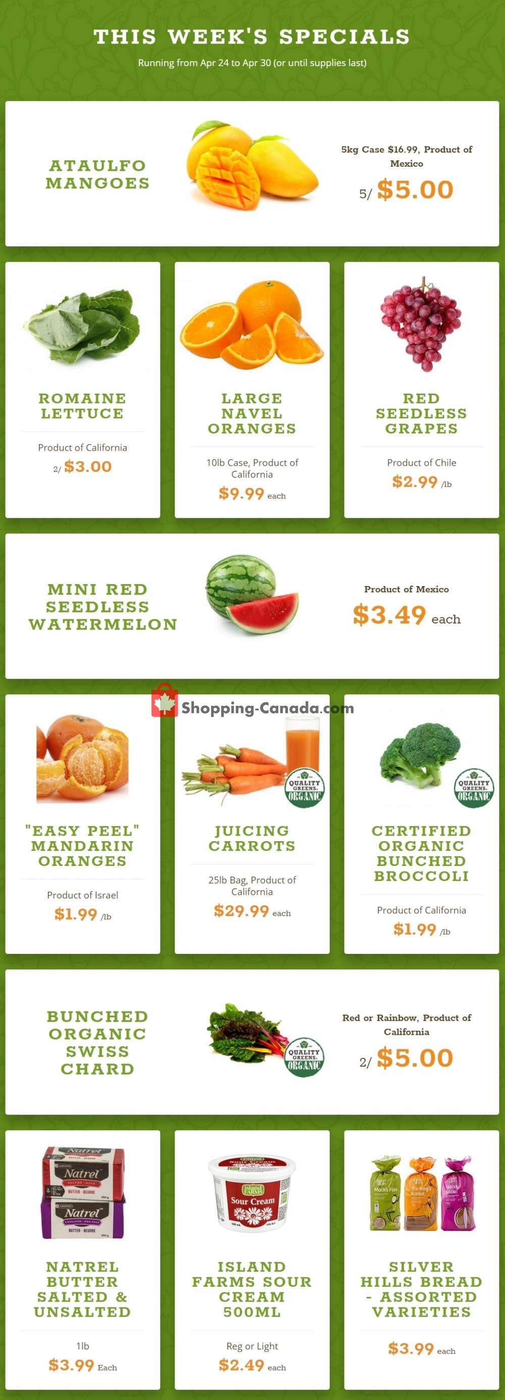 Quality Greens flyer from Wednesday April 24, 2019 to Tuesday April 30, 2019 - page 1