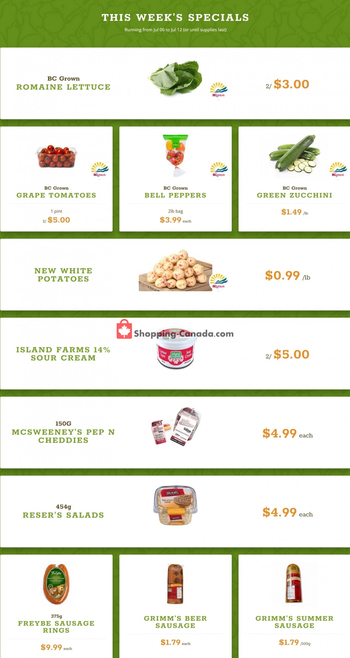 Quality Greens Canada, flyer (This Week's Specials) July 6 July 12